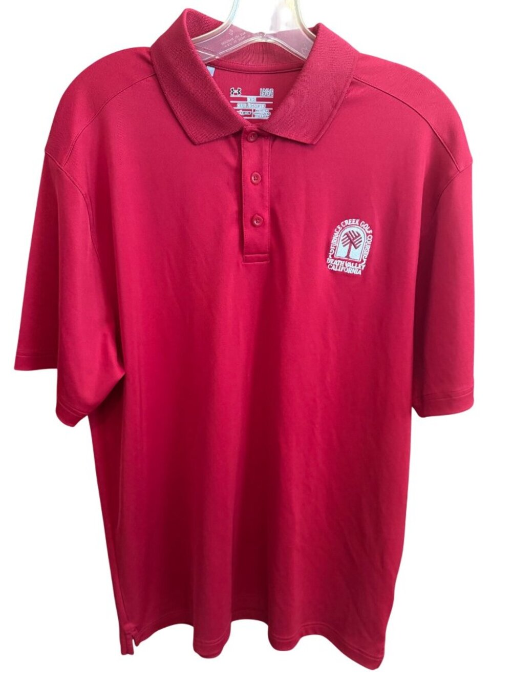Under Armour Mens Furnace Creek Golf Course Polo Shirt Red HeatGear Loose Fit LG